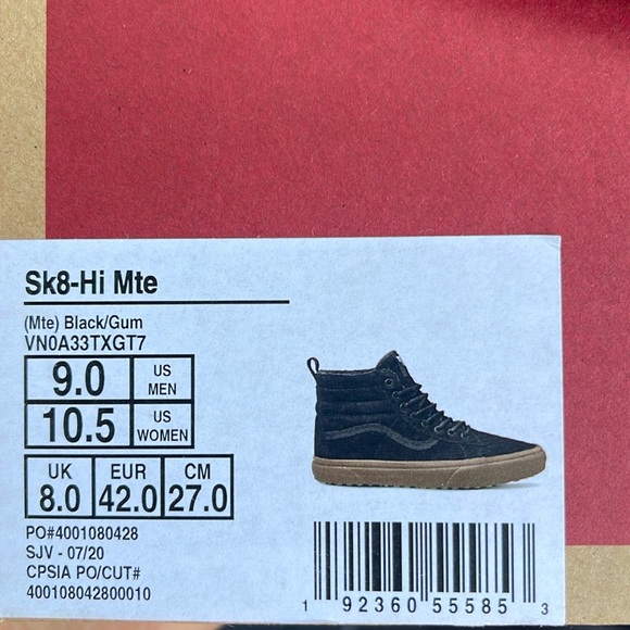 VANS • Men’s Sk8-Hi Mte (Mte) Black/Gum
VN0A33TXGT7 Sneakers Boots - Picture 13 of 16